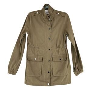 IRIS Khaki Green Long Sleeves Multiple Pockets Epaulettes Utility Jacket Small